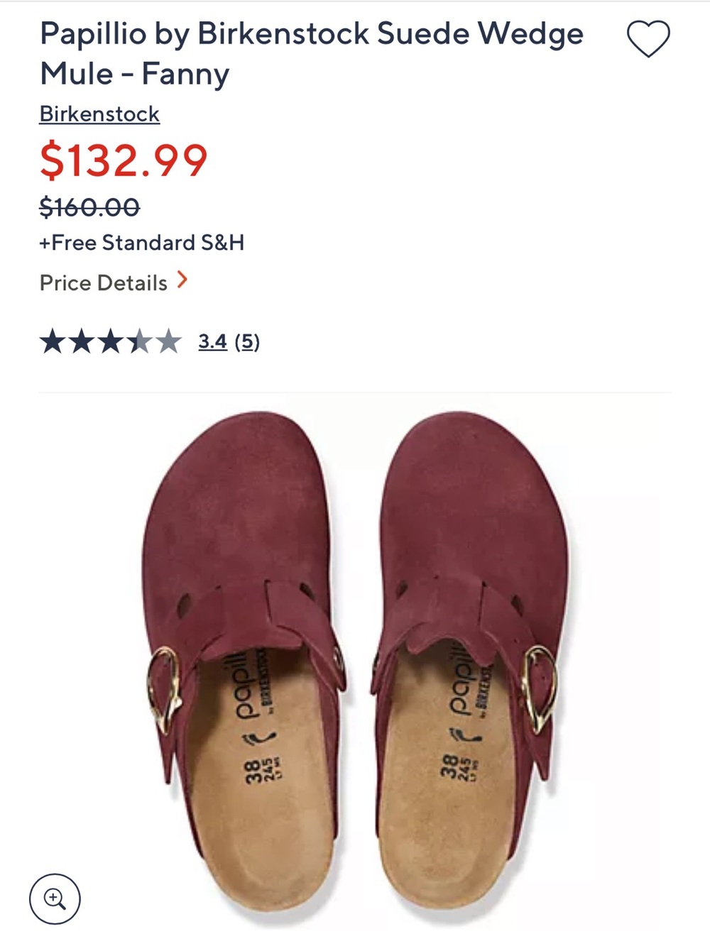 Birkenstock Fanny Suede Wedge Mule in Burgundy Red - Picture 2 of 7